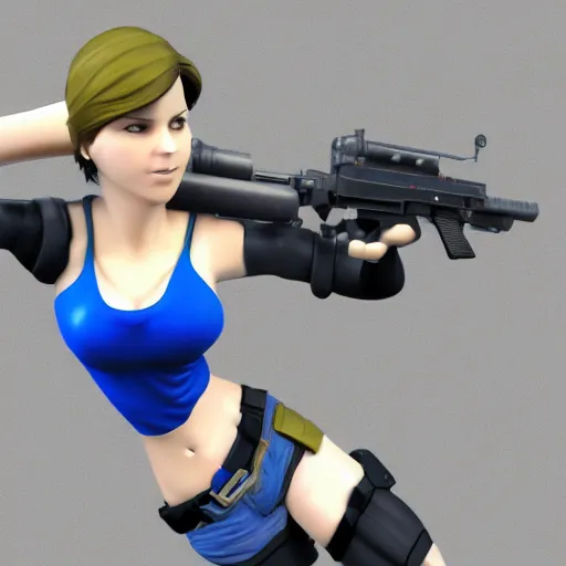 Image similar to jill valentine by bill watterson. 3 d render.