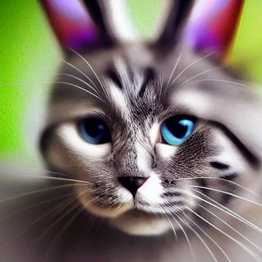 Image similar to photo of a cat and bunny combined, hyper realistic, award winning