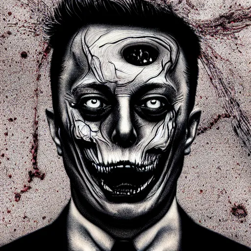 Image similar to elon musk scariest horror nightmare by junji ito, digital art, deepdream cosmic, 3 d high definition, trending on artstation, photorealistic, high resolution, 8 k, octane, hyper detailed, trending on deviantart insane details, intricate, elite, ornate, elegant trend, highly detailed and intricate, sharp focus, photography, unreal engine