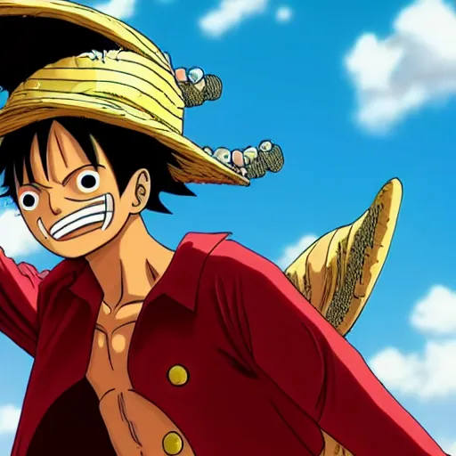Image similar to luffy as dragon, cinematic