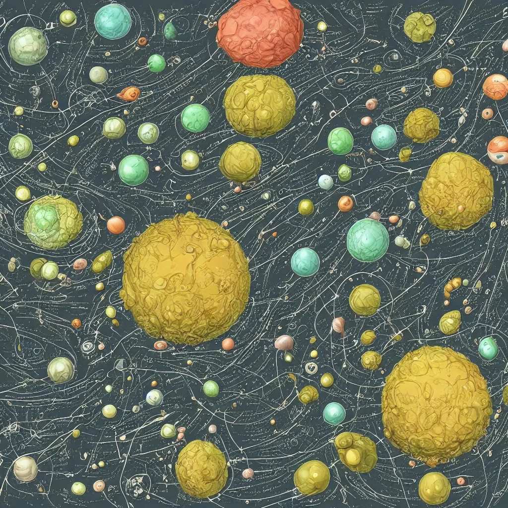 Prompt: Scientific illustration of extraterrestrial microbes by Ersnt Haekel