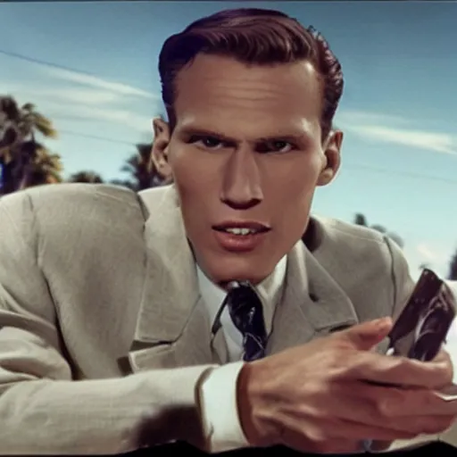 Image similar to Live Action Still of Jerma985 in Casablanca (film), real life, hyperrealistic, ultra realistic, realistic, highly detailed, epic, HD quality, 8k resolution, body and headshot, film still