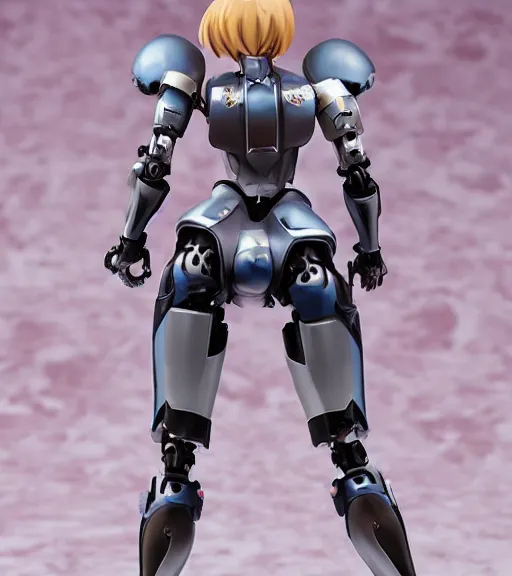 Prompt: Girl in mecha cyber Armor, portrait of the action figure of a girl, with bare legs，in the style of Kotobukiya CO.,LTD.，anime figure