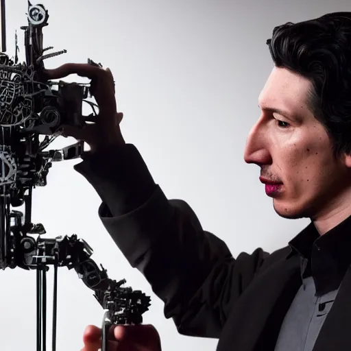 Prompt: animatronic Adam Driver, exposed mechanics, photo, Stan Winston studios, detailed, 4k