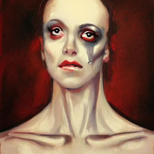 Image similar to portrait of a woman in the style of michael hussar