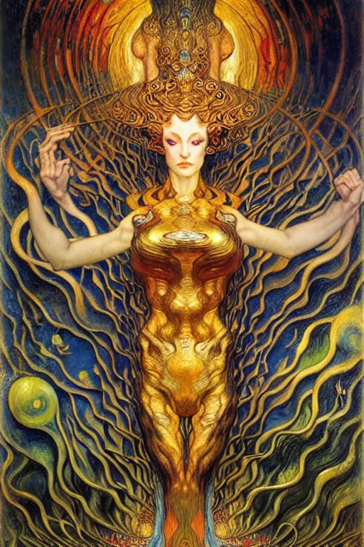 Image similar to Divine Chaos Engine by Karol Bak, Jean Delville, William Blake, Gustav Klimt, and Vincent Van Gogh, symbolist, visionary