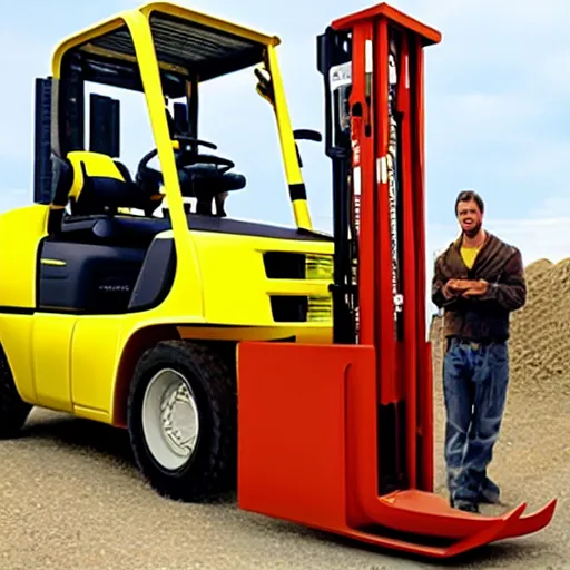 Prompt: Jesus driving a fork lift