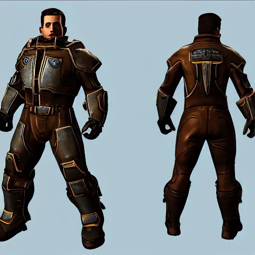 Image similar to Michael Scott wearing fallout 4 powerarmor, unreal engine, high res