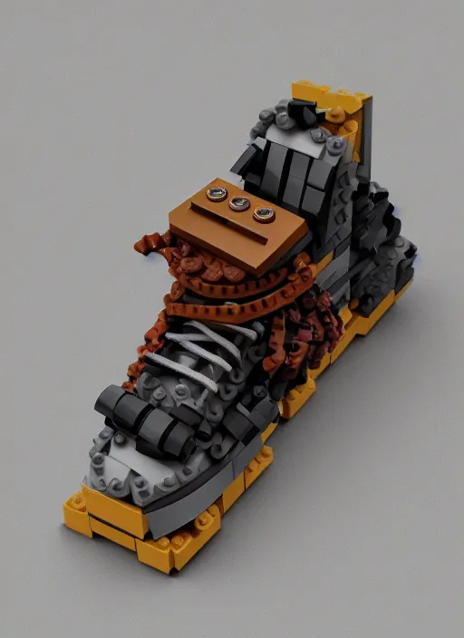 Image similar to sneaker made out of lego, steampunk, sculpture, cinema 4 d, octane render