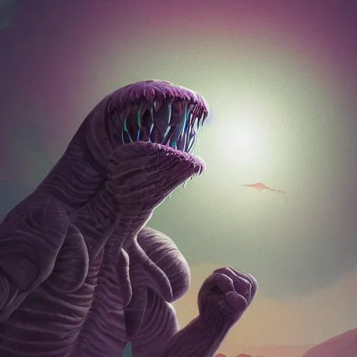 Prompt: creature from another planet in its natural environment. beautiful light and background. grainy and rough. soft colour scheme. beautiful detailed digital painting by lurid. ( 2 0 2 2 )