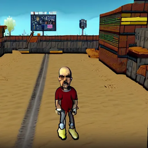 Image similar to in-game screenshot of walter white in the video game Multiversus