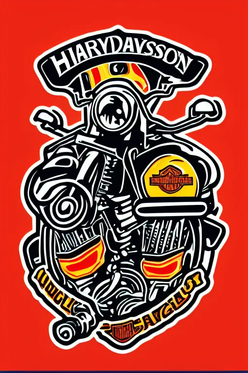 Image similar to Harley Davidson motorbike , sticker, colorful, illustration, highly detailed, simple, smooth and clean vector curves, no jagged lines, vector art, smooth