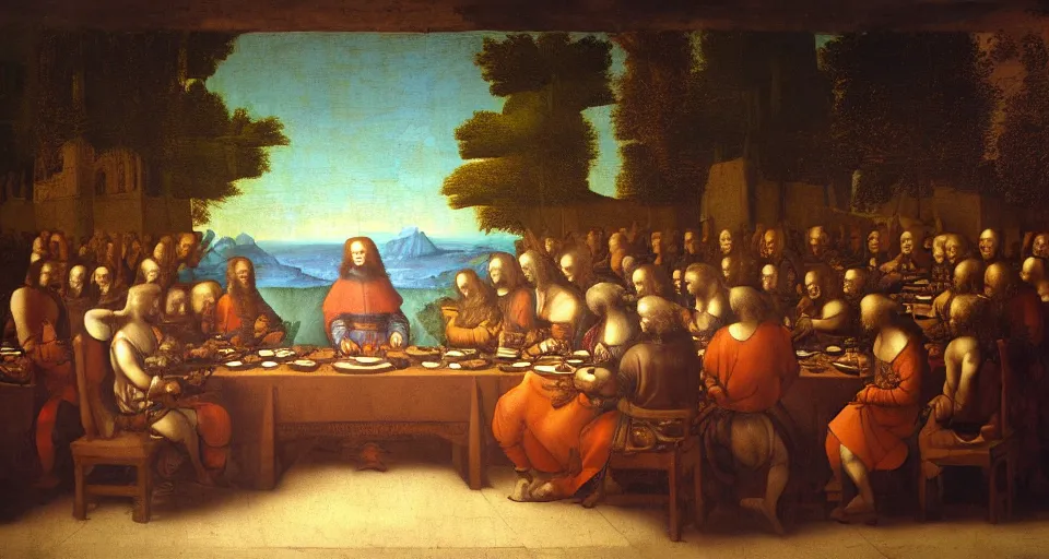 Image similar to painting of the final dinner, leonardo da vinci