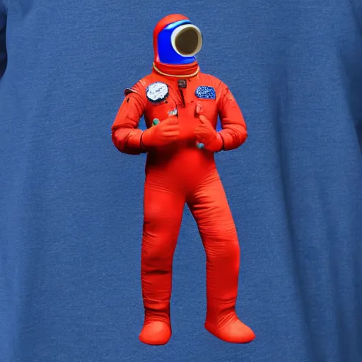 Prompt: a ( ( red suit ) ) astronaut shaped like a bean with a blue visor 4 k