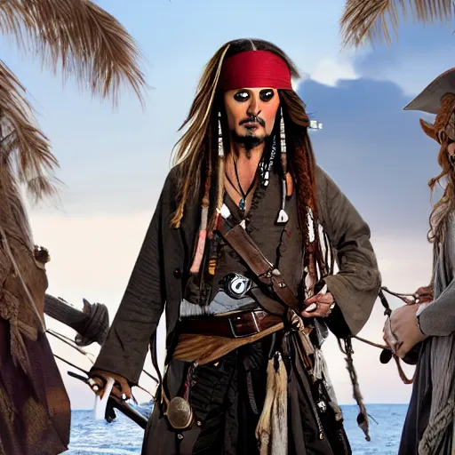 Image similar to jack sparrow dressed as an egirl