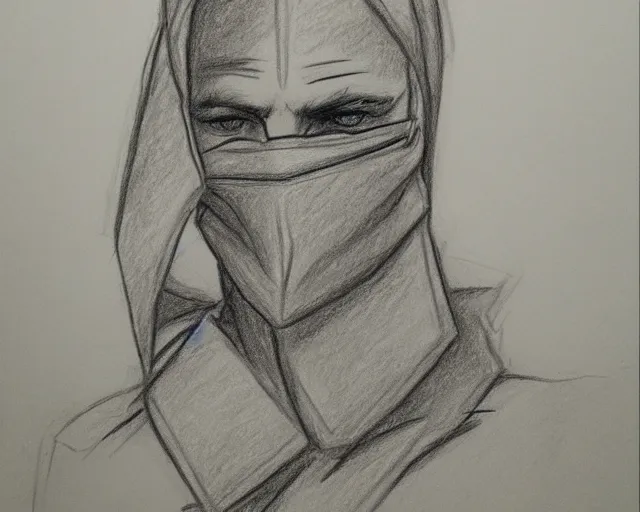 Prompt: draft drawing of a european young man covering face with fabric mask, draft sketch, trending on artstation, context art, pencil sketch, high detail