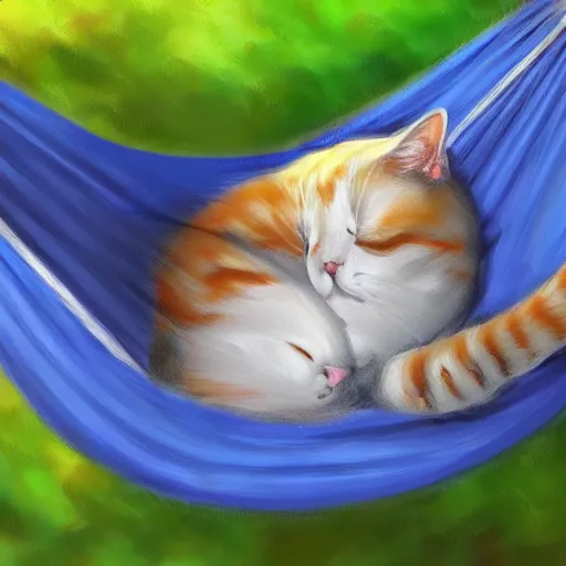 Prompt: a cat sleeping in a hammock, digital painting, ultradetailed, artstation, oil painting, ultradetailed, artstation