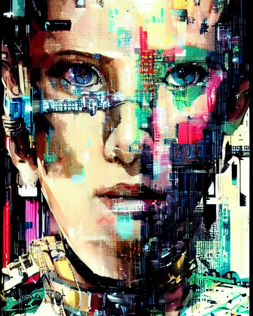 Image similar to portrait of cyberpunk millie bobby brown by yoji shinkawa