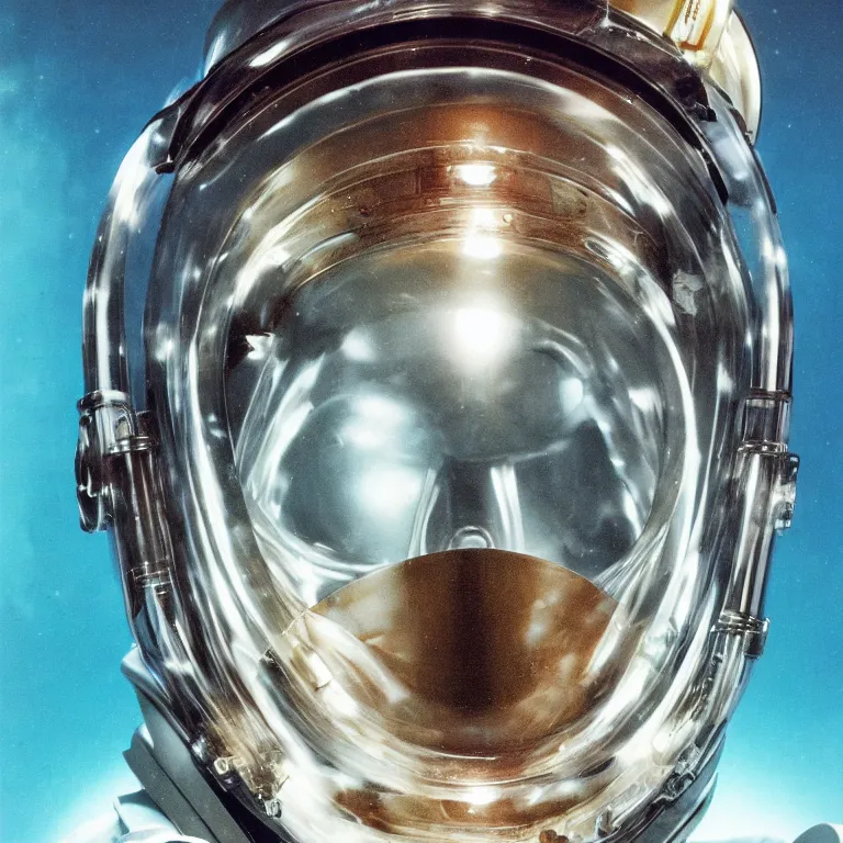 Image similar to beautiful extreme closeup portrait photo in style of frontiers in human deep diving helmet Helmets of Emperor Charles V the Wise science fashion magazine September retrofuturism edition, highly detailed, soft lighting