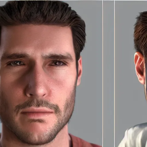 Image similar to man portrait from different angles, octane render unreal