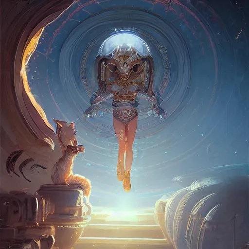 Image similar to highly detailed portrait of sekhmet the egyptian goddess, intricate alien technology, stephen bliss, unreal engine, fantasy art by greg rutkowski, loish, rhads, ferdinand knab, makoto shinkai and lois van baarle, ilya kuvshinov, rossdraws, tom bagshaw, global illumination, radiant light, detailed and intricate environment