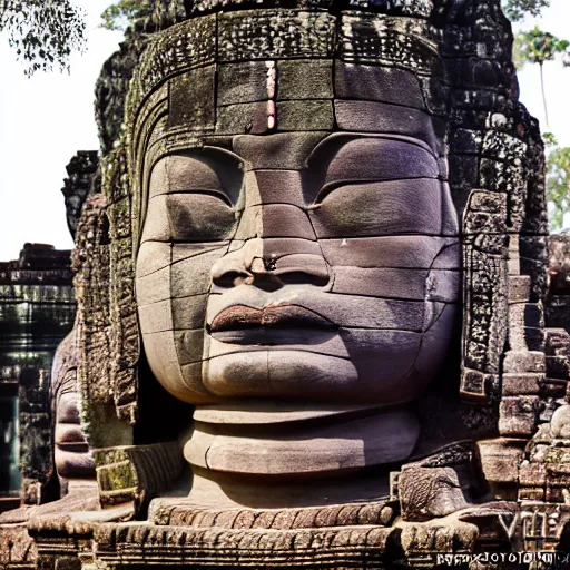 Image similar to angkor thon, asuras, photorealistic giant photography hight quality, sharp, stones, award winning photography, canon, thierry rouzier
