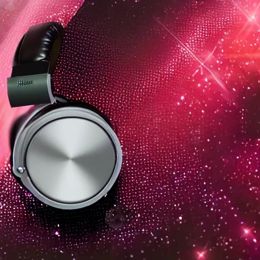 Prompt: photorealistic studio headphones covered in bismuth crystals