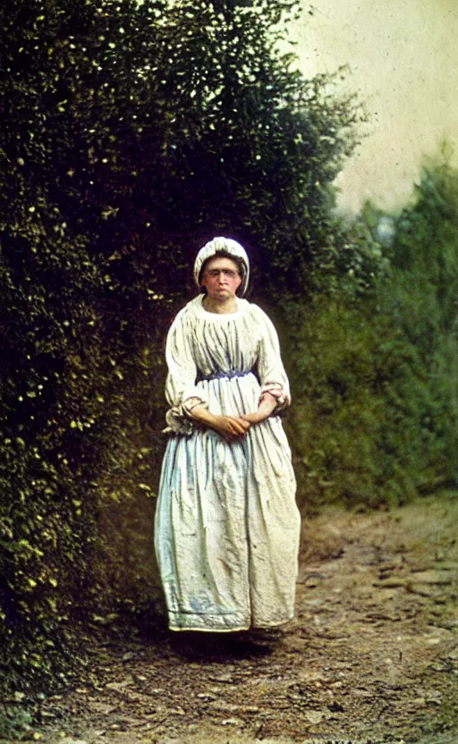 Image similar to 1881, autochrome portrait of a washerwoman