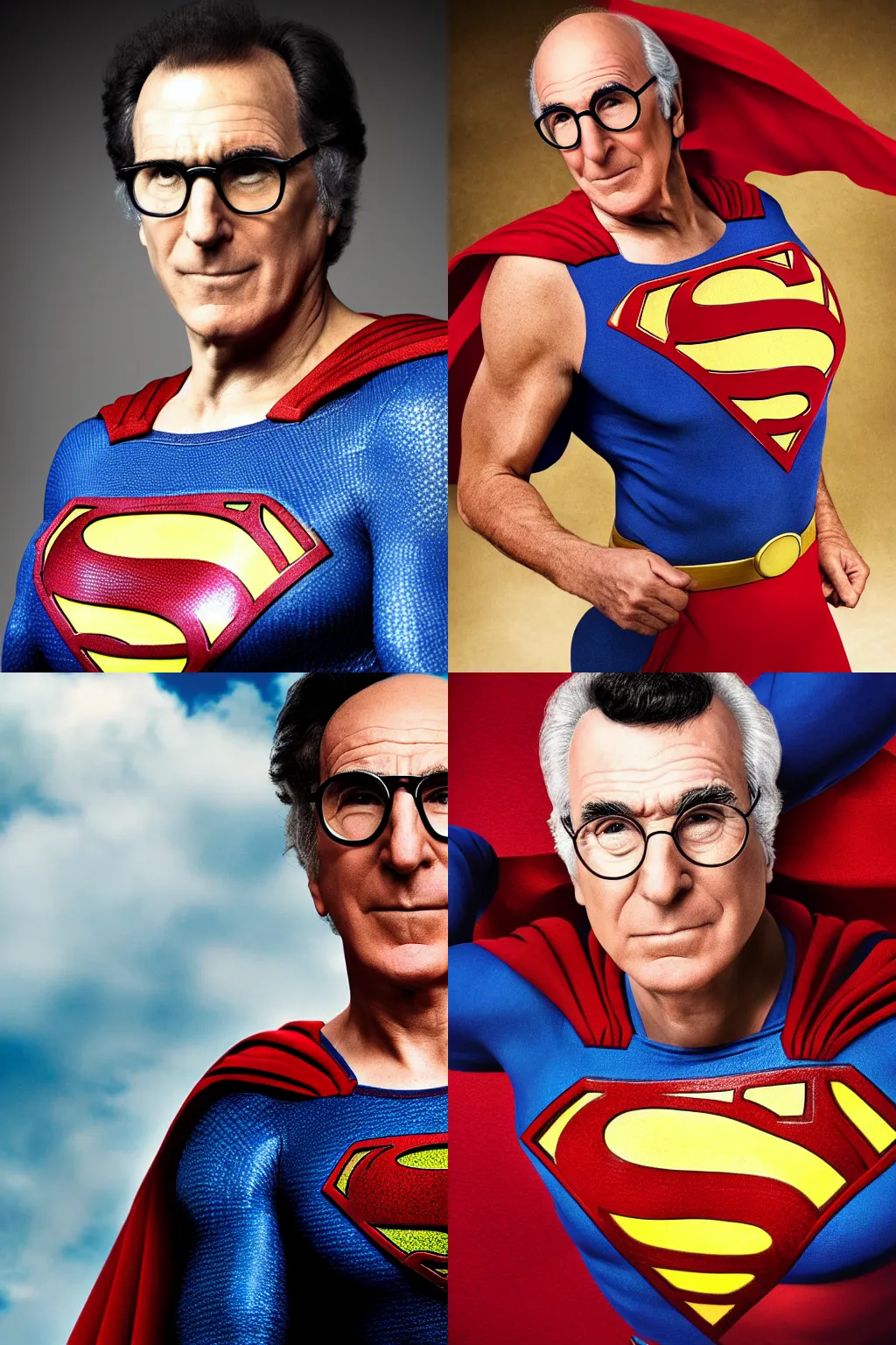 Prompt: Larry David as superman, ultra realistic, high definition portrait photograph
