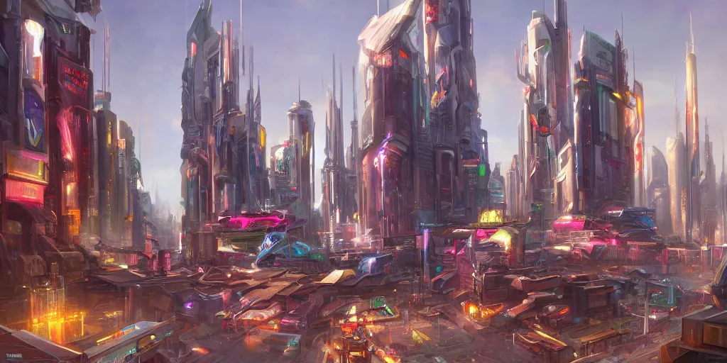 Prompt: futuristic cyberpunk town. By Konstantin Razumov, highly detailed