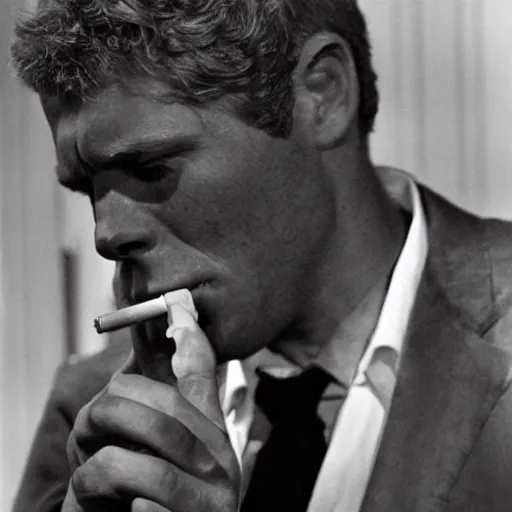 Image similar to steve mcqueen smoking marijuana,