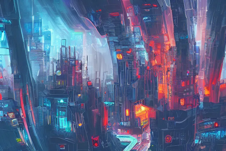 Prompt: Futuristic city on fire, digital painting