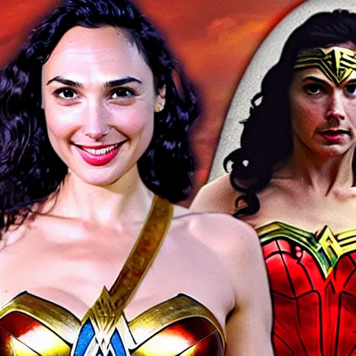 Prompt: Gal Gadot as Wonder Woman with the face of Frank Zappa
