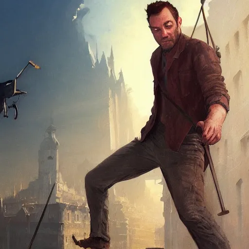 Image similar to highly detailed portrait, jude law as dombledor, in gta v, stephen bliss, unreal engine, fantasy art by greg rutkowski, loish, rhads, ferdinand knab, makoto shinkai and lois van baarle, ilya kuvshinov, rossdraws, tom bagshaw, global illumination, radiant light, detailed and intricate environment