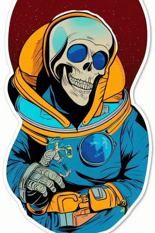 Prompt: portrait of a astronaut skeletor, art by butcher billy, sticker, colorful, illustration, highly detailed, simple, smooth and clean vector curves, no jagged lines, vector art, smooth