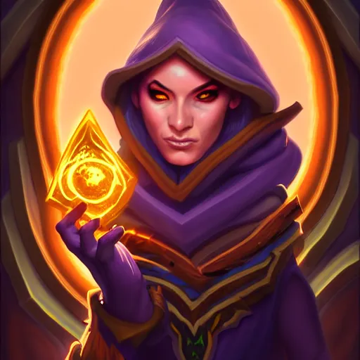 Image similar to Portrait of a sorceress, Hearthstone official trending art, exagerated accurate details, trending on MasterpieceStation in category 'Perfect eyes'