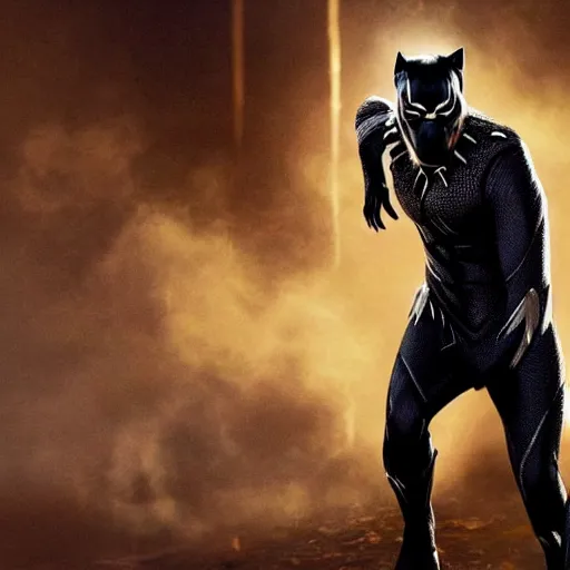 Image similar to kanye west as black panther, action shot, marvel movie,