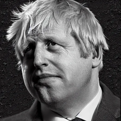 Image similar to Boris Johnson in the style of a Moai