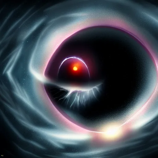 Image similar to Black Hole consuming a star, digital art, realistic, detailed, artstation