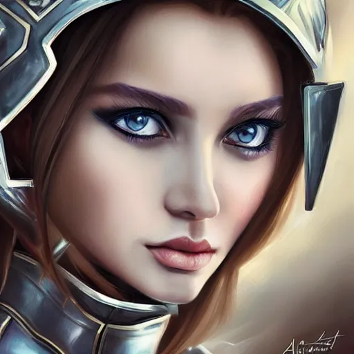 Image similar to portrait of a gorgeous russian woman in armor by artgerm