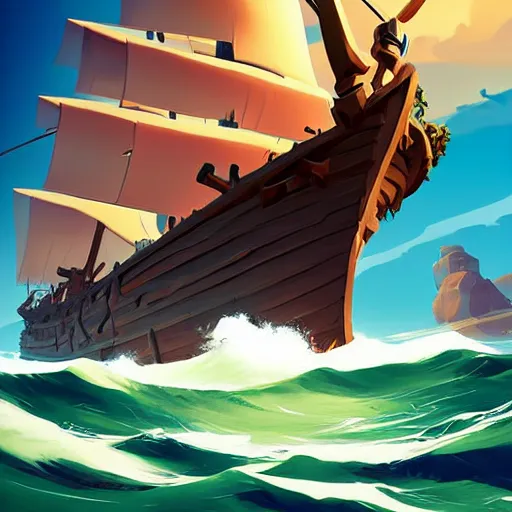 Image similar to painting treasure on sea of thieves game smooth median photoshop filter cutout vector, behance hd by jesper ejsing, by rhads, makoto shinkai and lois van baarle, ilya kuvshinov, rossdraws global illumination