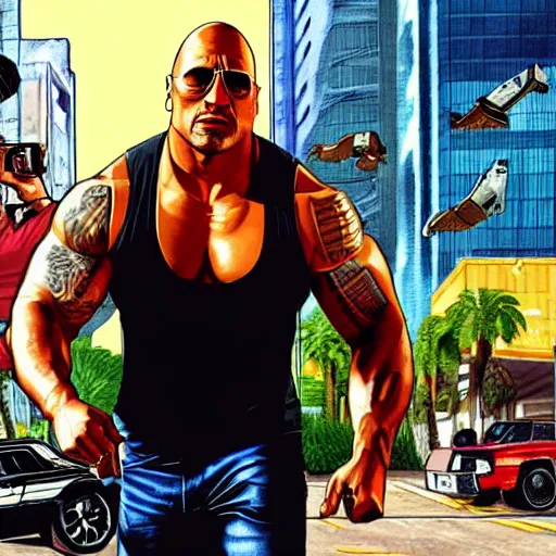 Image similar to dwayne johnson as gta art