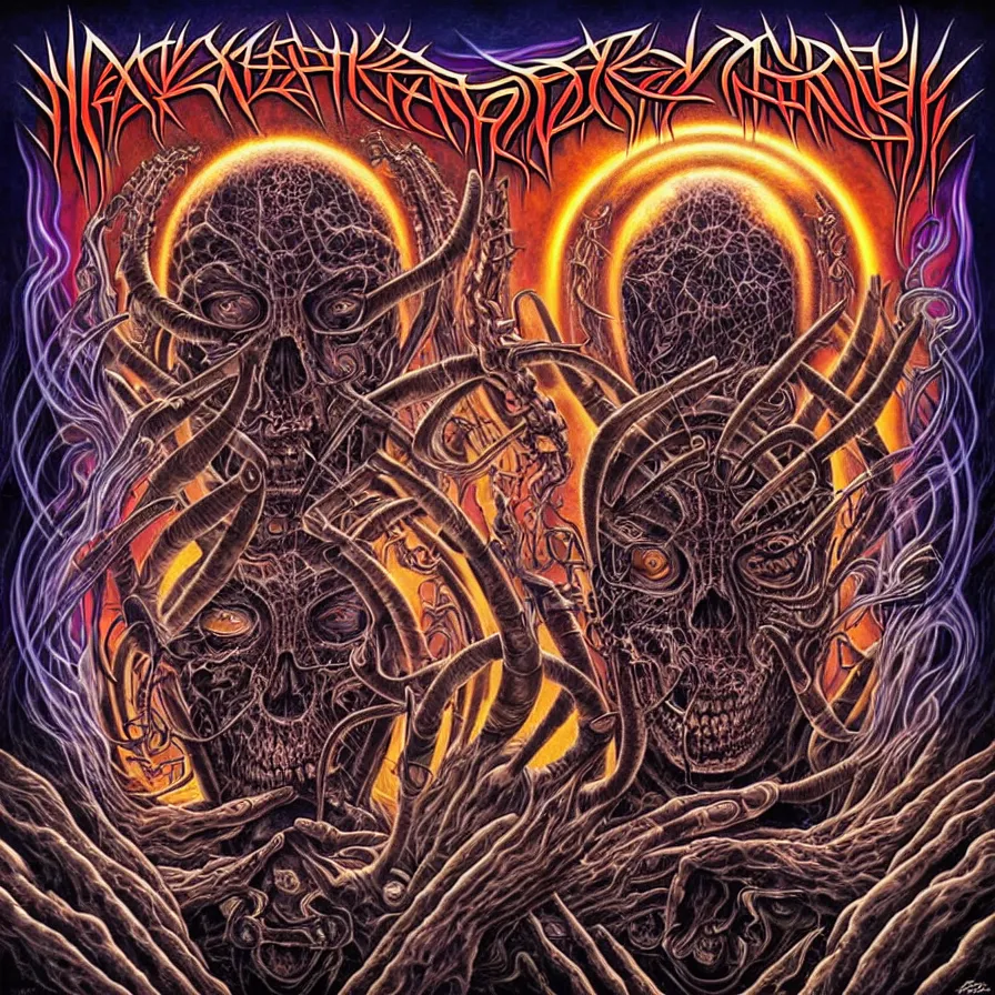 Image similar to metal album cover art by axel hermann, alex grey and andreas marschall