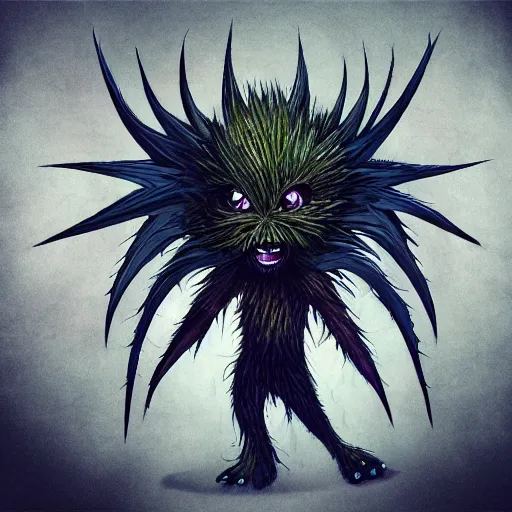 Image similar to A humanoid thistle monster, highly detailed, digital art, sharp focus, trending on art station, fern, anime art style