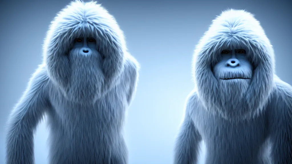 Image similar to a yeti in a scientist coat, 4 k, photorealistic, dramatic lighting