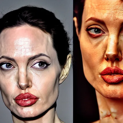 Image similar to an orange with the face of angelina jolie