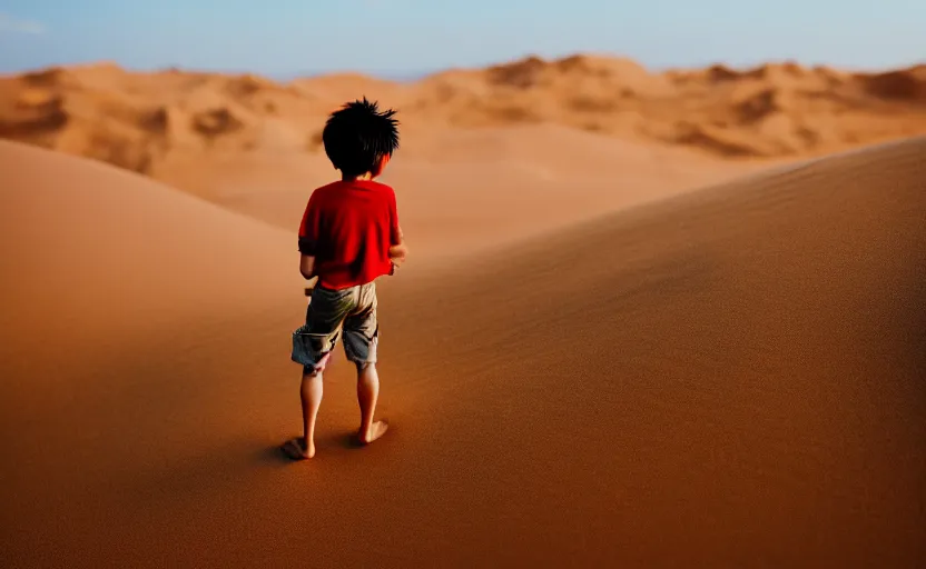 Image similar to a luffy in sand dunes, photography