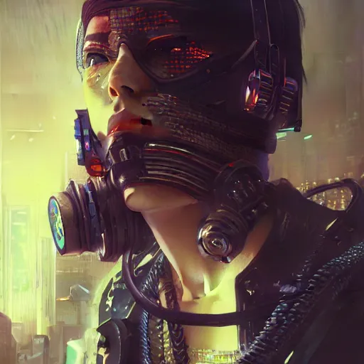 Image similar to portrait of a cyberpunk ninja, futuristic cyberpunk tokyo night, sci - fi and fantasy, intricate and very beautiful, highly detailed, digital painting, artstation, concept art, smooth and sharp focus, illustration, art by tian zi and wlop and alphonse mucha