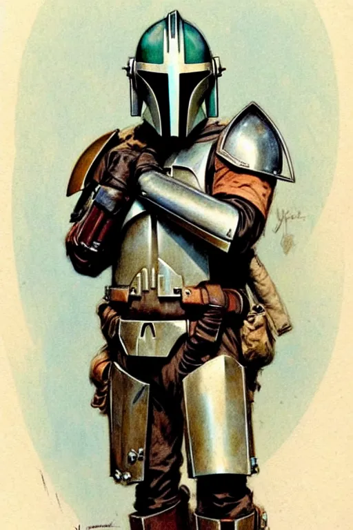 Image similar to (((((1950s mandolorian . muted colors.))))) by Jean-Baptiste Monge !!!!!!!!!!!!!!!!!!!!!!!!!!!