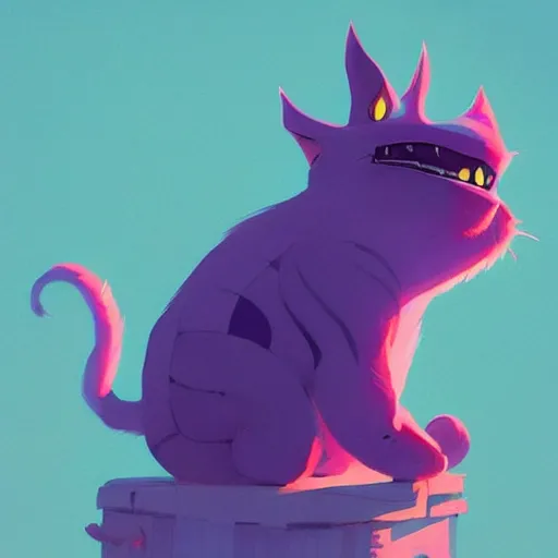 Prompt: cheshire cat by atey ghailan and james gilleard and goro fujita, exquisite lighting, art, very coherent, plain background, trending on artstation